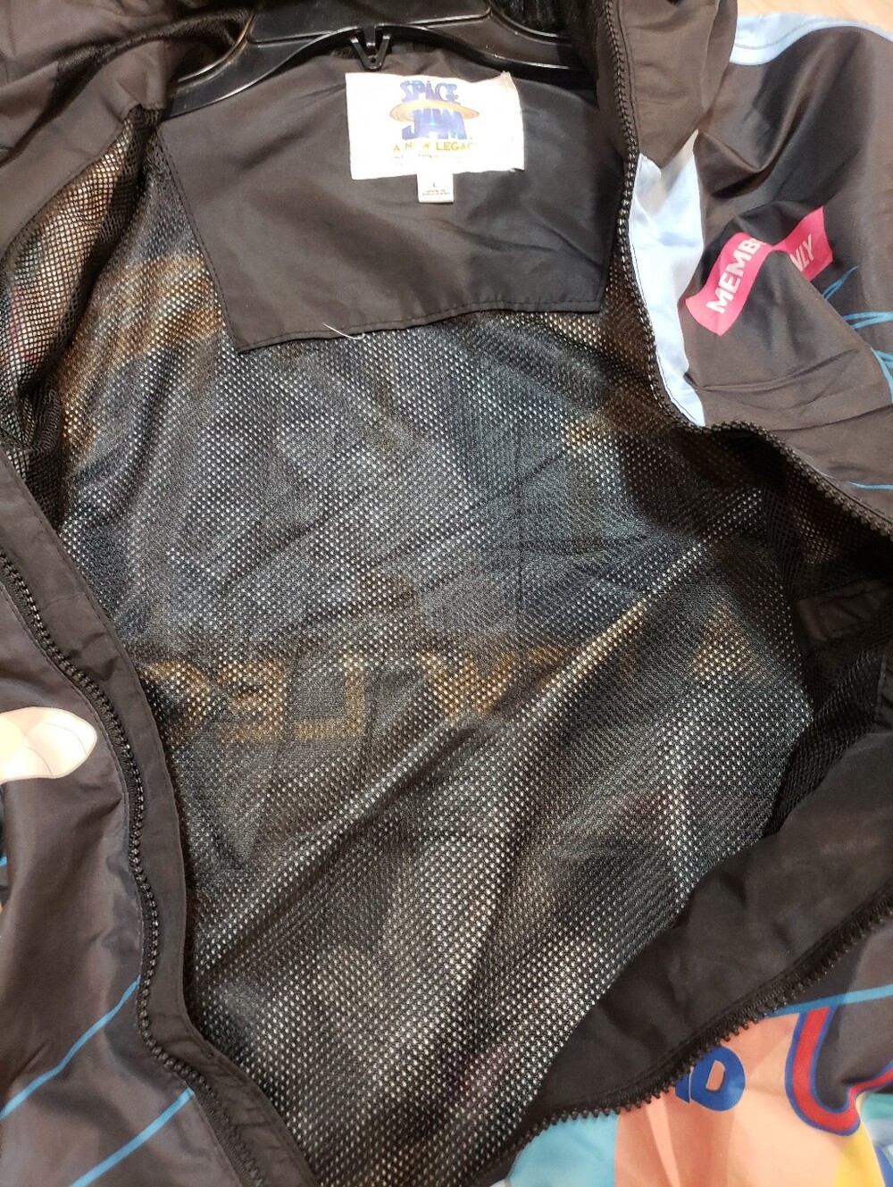 Space Jam Members Only Zip Up Hooded Long Sleeve Windbreaker Jacket Men L - Picture 4 of 5